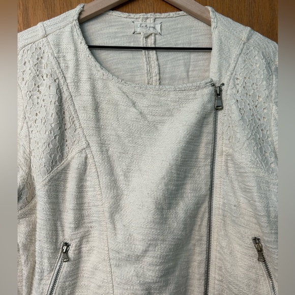 Lou & grey off white Moto jacket crochet zip Large asymmetrical jacket Crop - Picture 5 of 15